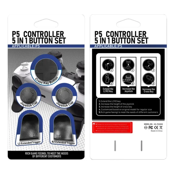 5in1 Thumb Grips For PS5 Controller Joystick L2 R2 Trigger Extender Caps Thumbsticks for ps5 accessories - Image 6