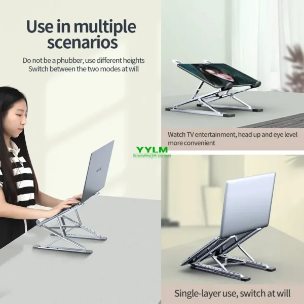 YYLM N8 Laptop Stand Aluminum for Macbook Adjustable Portable More Stabe Laptop Stand Cooling Stand Foldable Notebook Holder - Image 3