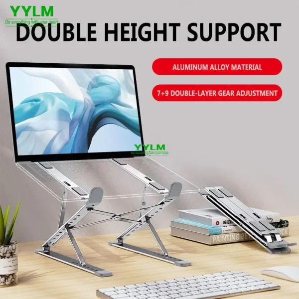 YYLM N8 Laptop Stand Aluminum for Macbook Adjustable Portable More Stabe Laptop Stand Cooling Stand Foldable Notebook Holder - Image 2